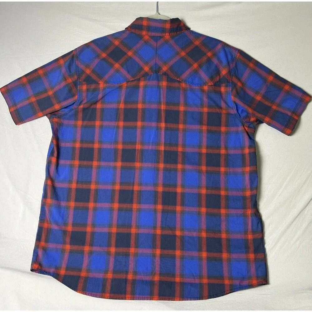 The North Face Button Down Shirt Mens M Blue Red Plaid Short Sleeve Cotton Top